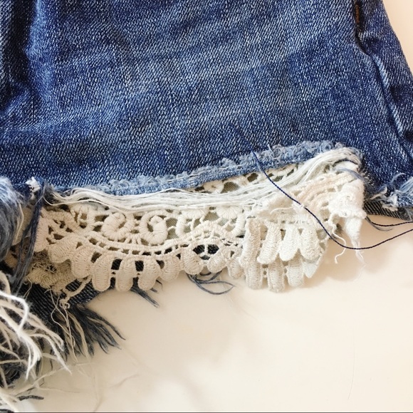 Free People | Daisy Inset Denim Cutoff Shorts - Picture 5 of 7